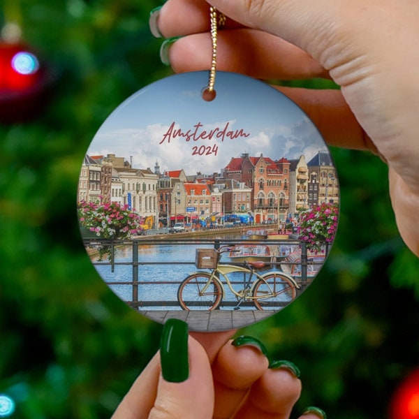 Amsterdam Christmas Ornament, Customizable Year Ornament, Gift for Amsterdam Lover, Girls Trip, Honeymoon, Anniversary, Housewarming Gift