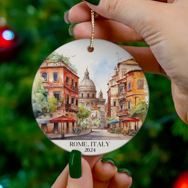 Rome Italy Customizable Year Watercolor Christmas Ornament, Italy Trip Souvenir, Europe Trip, Italy Honeymoon Anniversary, Housewarming Gift