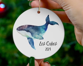 Los Cabos Blue Whale Customizable Year Christmas Ornament, Cabo San Lucas Mexico Souvenir, Gift For Whale Lover, Girls Trip, Honeymoon