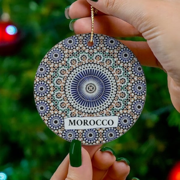 Morocco Christmas Ornament, MoroccanTile Ceramic Christmas Ornament, Morocco Keepsake, Christmas Tree Decor, Gift for the Home