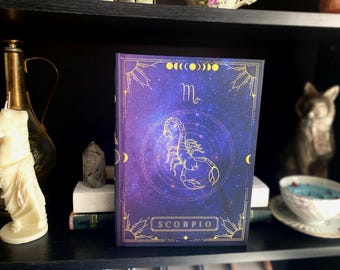Diario del zodiaco Escorpio, regalo de Escorpio, diario inspirado en el tarot, diario de trabajo con la sombra, don espiritual, planificador lunar.