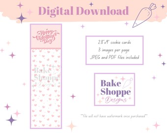 Valentine's Day Hearts Cookie Card, Printable Tall Design (Digital Download)