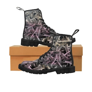 Women&#39;s Canvas Boots, Festival-Ready Footwear,  Music Band-Flamengoblue Art - Unique Funky boots, Original Artsy Style Boots, Best gift