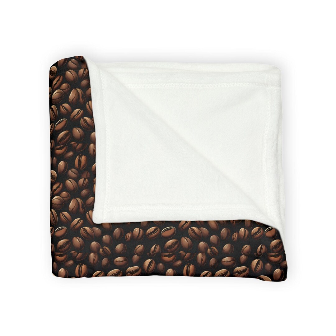 Coffee Pattern Print Hooded Blanket
