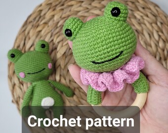 Wzór na grzechotkę żabkę szydełkową: Plan zabawki amigurumi (do pobrania w wersji cyfrowej)