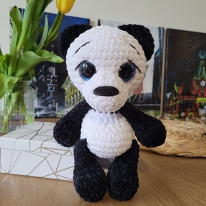 Plush Panda bear toy for kids handmade crochet gift christmas Stuffed animal birthday amigurumi Girlfriend cute gift Stuffed big panda toy