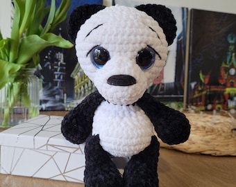 Peluche de panda de ganchillo: regalo de peluche hecho a mano