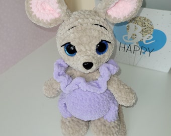 Handmade Crochet Mouse Plushie: Stuffed Amigurumi Toy for Baby Girl
