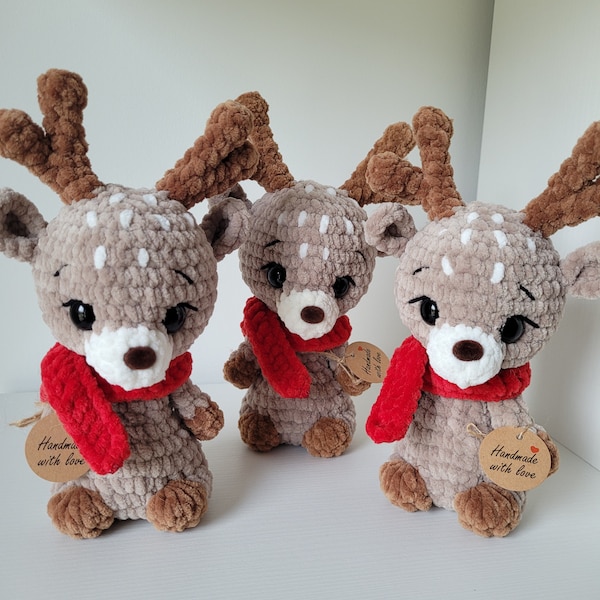 Cute Reindeer toy Crochet plush gift for kids mum girlfriend house nursery decoration Small surprise gift Christmas winter decor reindeer