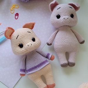 Zabawka prosiaczek ręcznie wykonana Różowa pluszowa świnka Prezent dla dziecka, niemowlaka, malucha Prezent urodzinowy brzoskwiniowa świnka szydełkowa Amigurumi zwierzę domowe Słodka wypchana świnka