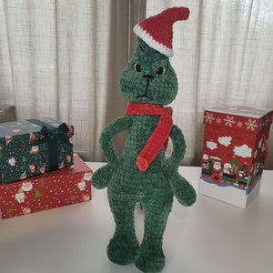 Grinch tall toy Plush grinch Christmas gift Festive winter decor Personalized grinch amigurumi Handmade Gift for kids adults friends parents