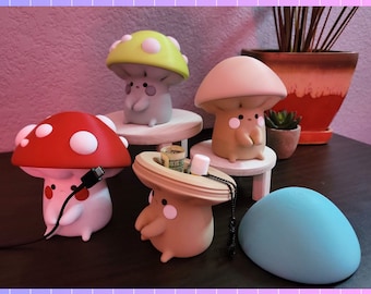 Cute Mushroom Cable Holder + Container | 3D Printed | Holoprops