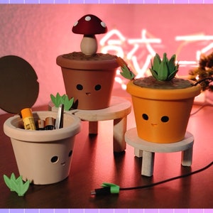 Cute Planter Pal Cable Holder / Desk Storage | 3D Printed