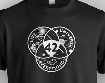 42 Answer to Everything T-Shirt: Hitchhiker's Guide Galaxy Tee