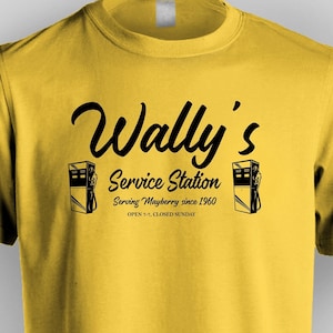 Wally's Service Station T-Shirt - Inspired by Classic TV Show - 100% Pre-Shrunk Cotton - Digital Print