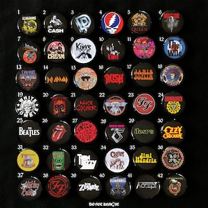 Rock Heavy Metal pinback button pins, Band Pins, Music Pins, DIY Pins 25mm