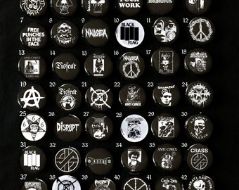 Punk Heavy Metal Hard Rock pinback button pins, Band Pins, Music Pins, DIY Pins 25mm