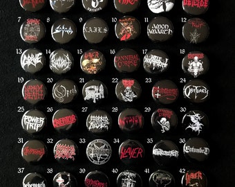Death Black Punk Metal pinback button pins, Band Pins, Music Pins, DIY Pins 25mm