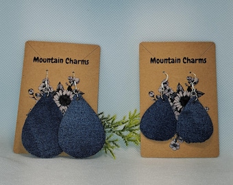 Denim teardrop earrings