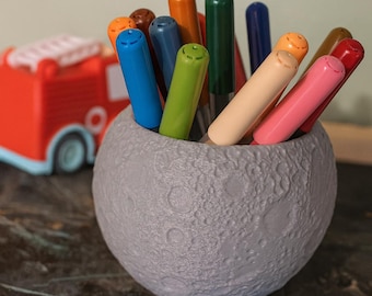 Moon Desk Organizer for Kids, Crayon and Marker Holder for Space Room Decor
