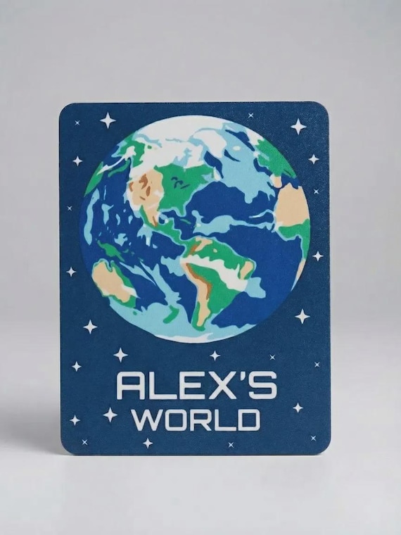 Personalized Kids Earth Name Sign, Educational Earth Decor, Space Nursery Art