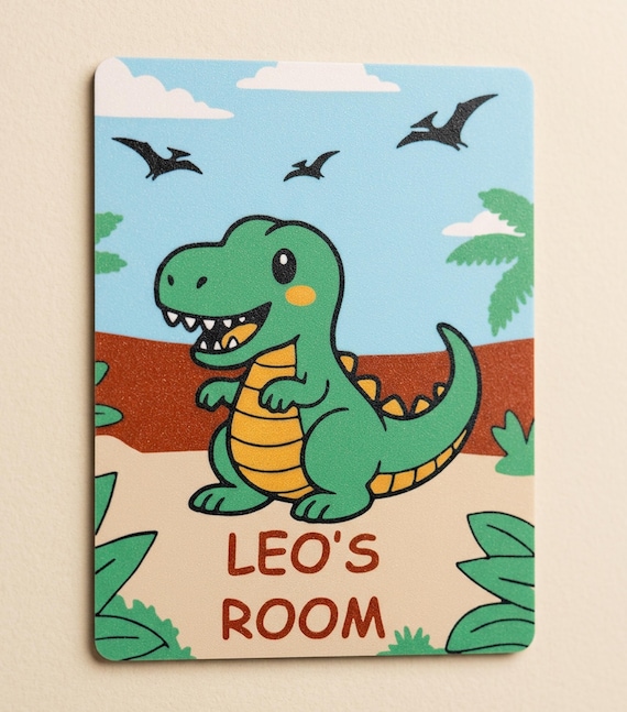 Custom Dinosaur Room Sign for Kids, Personalized Dino Name Plaque, Boys Bedroom Decor, Cute Nursery Door Hanger, Prehistoric Gift