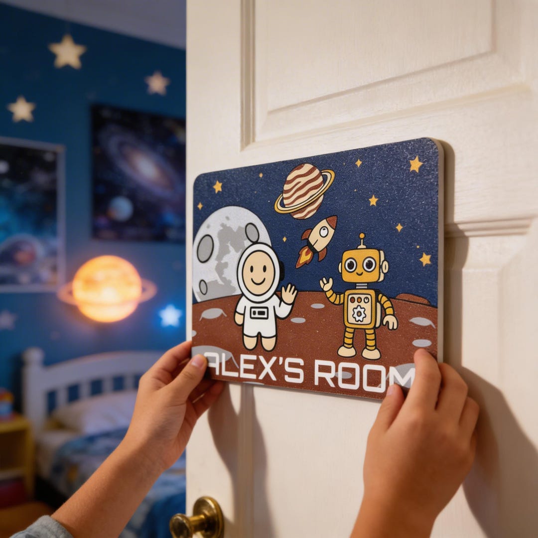 Personalized Space Theme Kids Room Sign | Artemis Moon Mission Gift ...