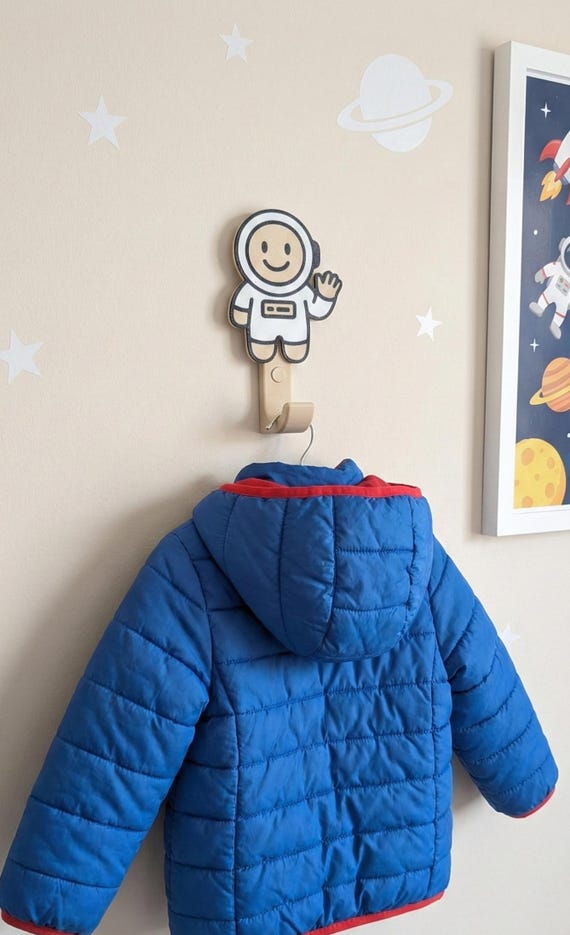 Astronaut Wall Hook for Kids Room | Nursery & Toddler Decor | Kids Coat and Backpack Hooks