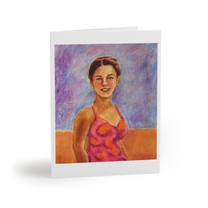 Woman in Bathing Suit Greeting Card with envelope (8 cards)
