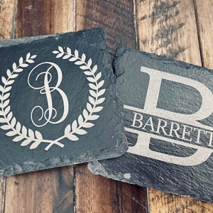 Personalized Monogram Slate Coasters (4 pack)
