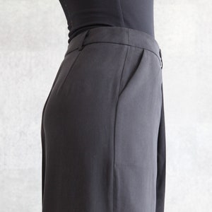 Anthracite Wide Leg Pants 100% Handmade Pleated High Waisted Pants w/ Side Pockets Palazzo Pants Full Length Trousers image 7