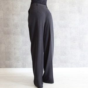 Anthracite Wide Leg Pants 100% Handmade Pleated High Waisted Pants w/ Side Pockets Palazzo Pants Full Length Trousers image 5