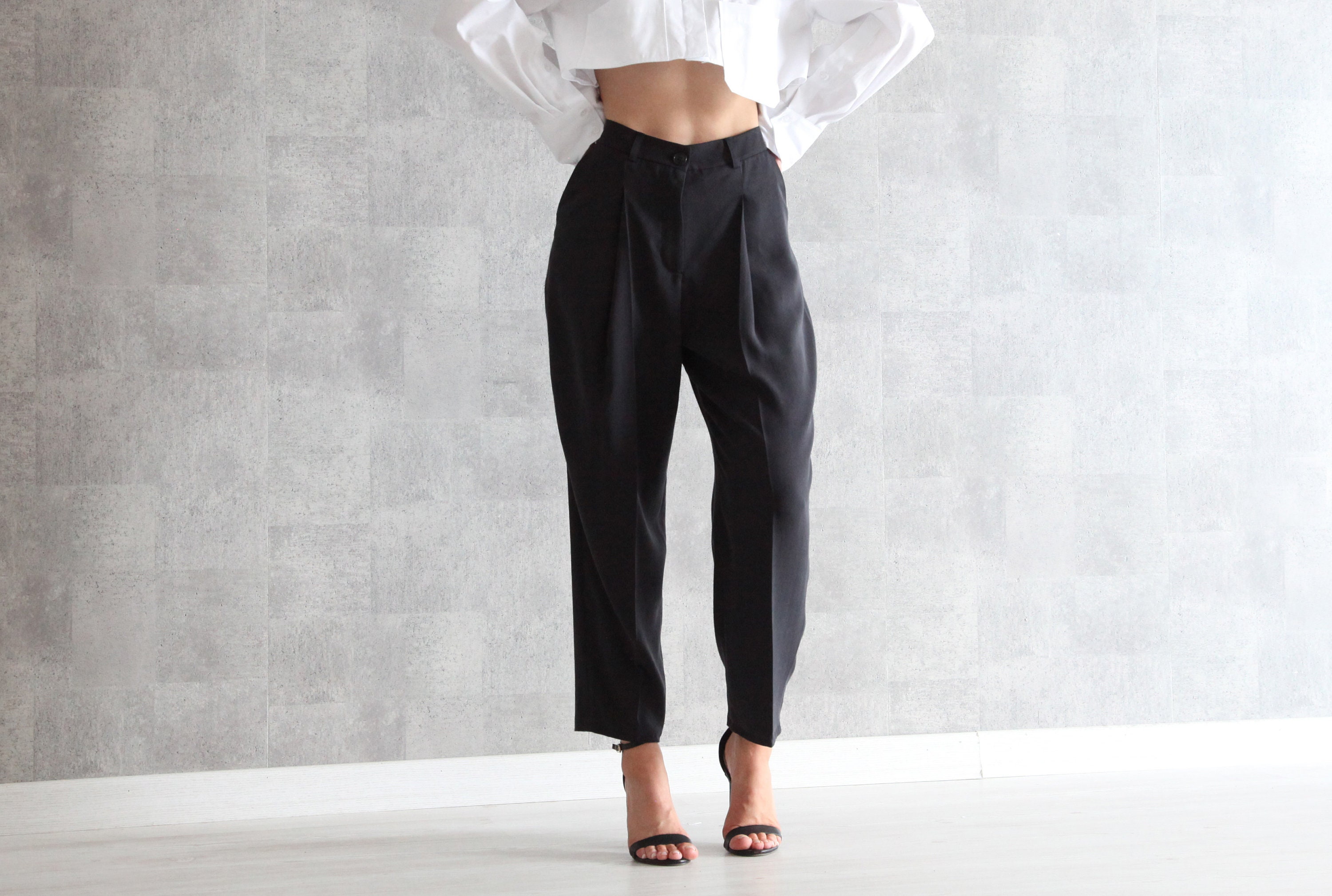 Anthracite High-waisted Oversize Trousers 18155