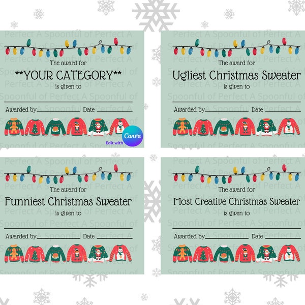 Ugly Christmas Sweater Contest Kit - Easy Digital Download with Customizable Canva Template, Perfect for Christmas/Holiday Parties!