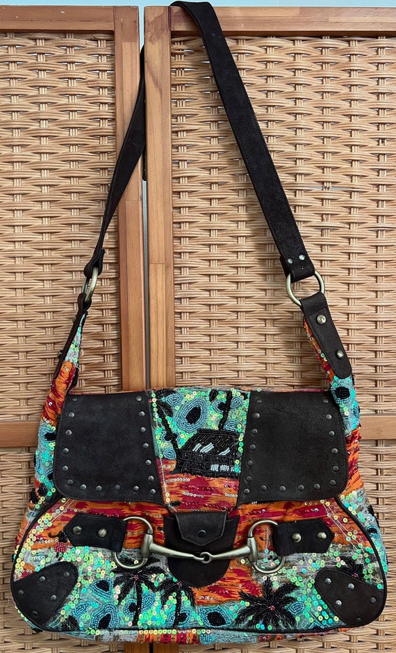 Large Shoulder Bag by Christiana - Beaded and Seq… - image 1