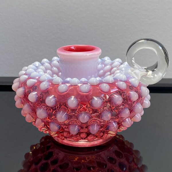 Fenton Cranberry Hobnail Candle Holder Etsy