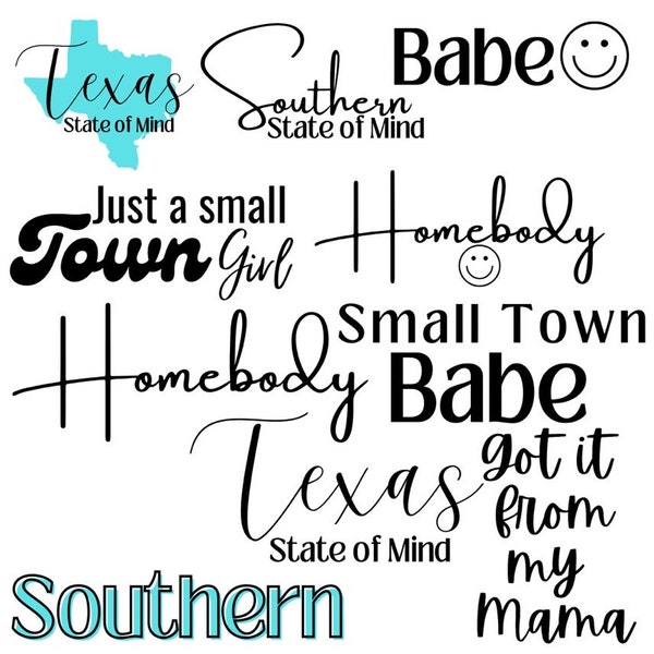 Southern Bundle | 10 PNG | Small Town Babe | Digital Download | Svg Bundle | Design Bundle | Homebody | Printable Graphic Designs