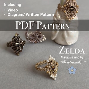 Tatting Lace Marquise Ring Pattern [Zelda] – Intermediate Frivolite Jewelry (PDF Download with Video)
