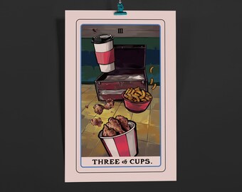 The Three of Cups 11x17 Poster Art Print (Jerma Tarot)