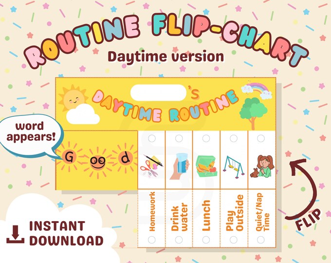 Morning Routine Chart, Printable Folding / Flip Chart : Kids Daily ...