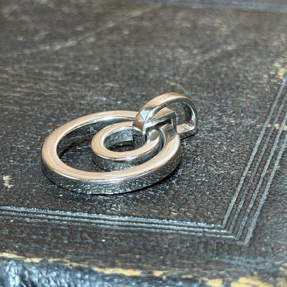 Vintage Sterling Silver Interlocking Double Circl… - image 4