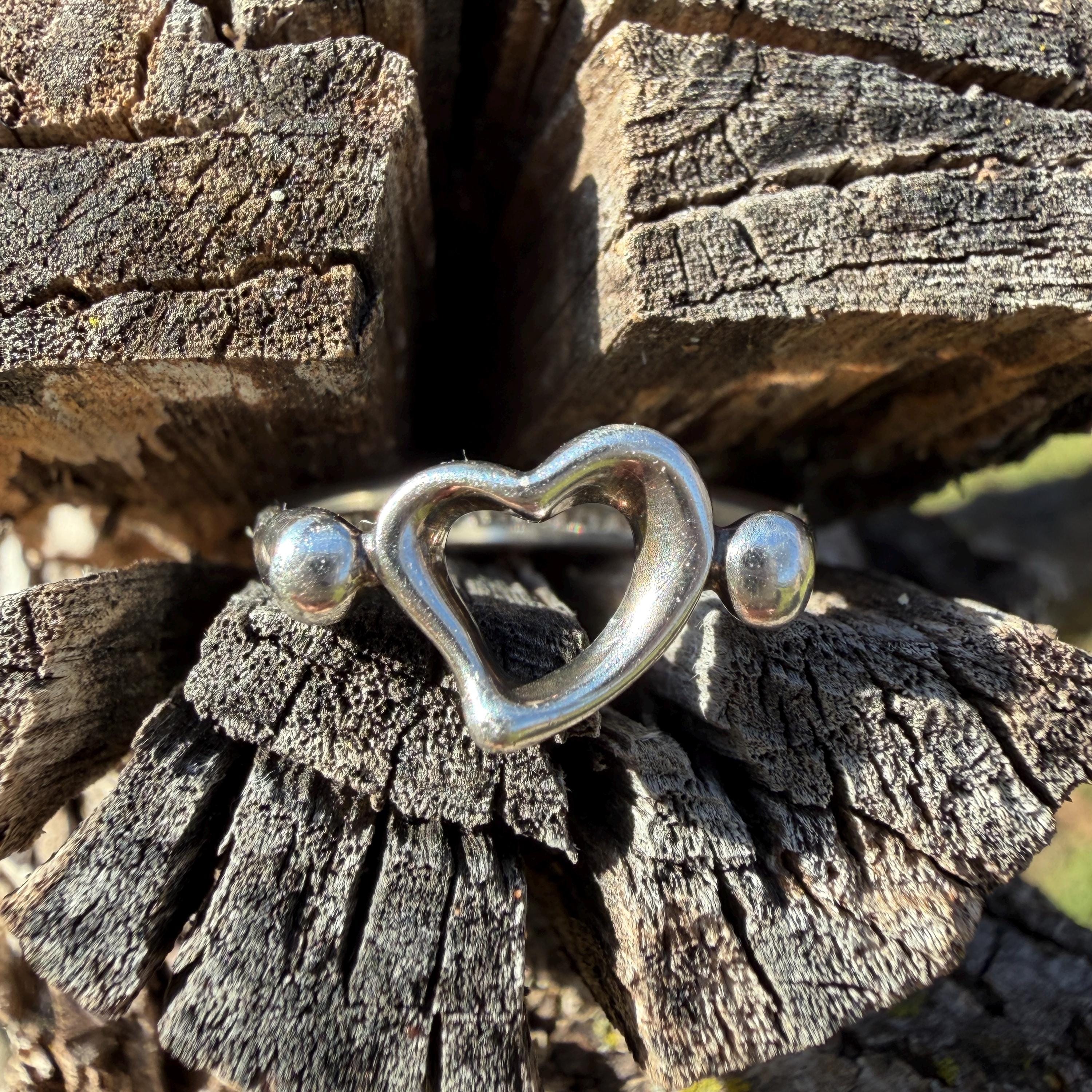 Vintage Sterling Silver Tiffany & Co. Elsa Peretti Open Heart Ring