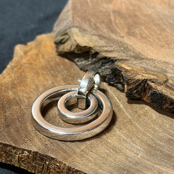 Vintage Sterling Silver Interlocking Double Circl… - image 6