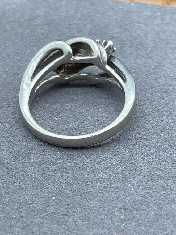 Sterling Silver Ruby Bypass Ring Size 7 - image 8