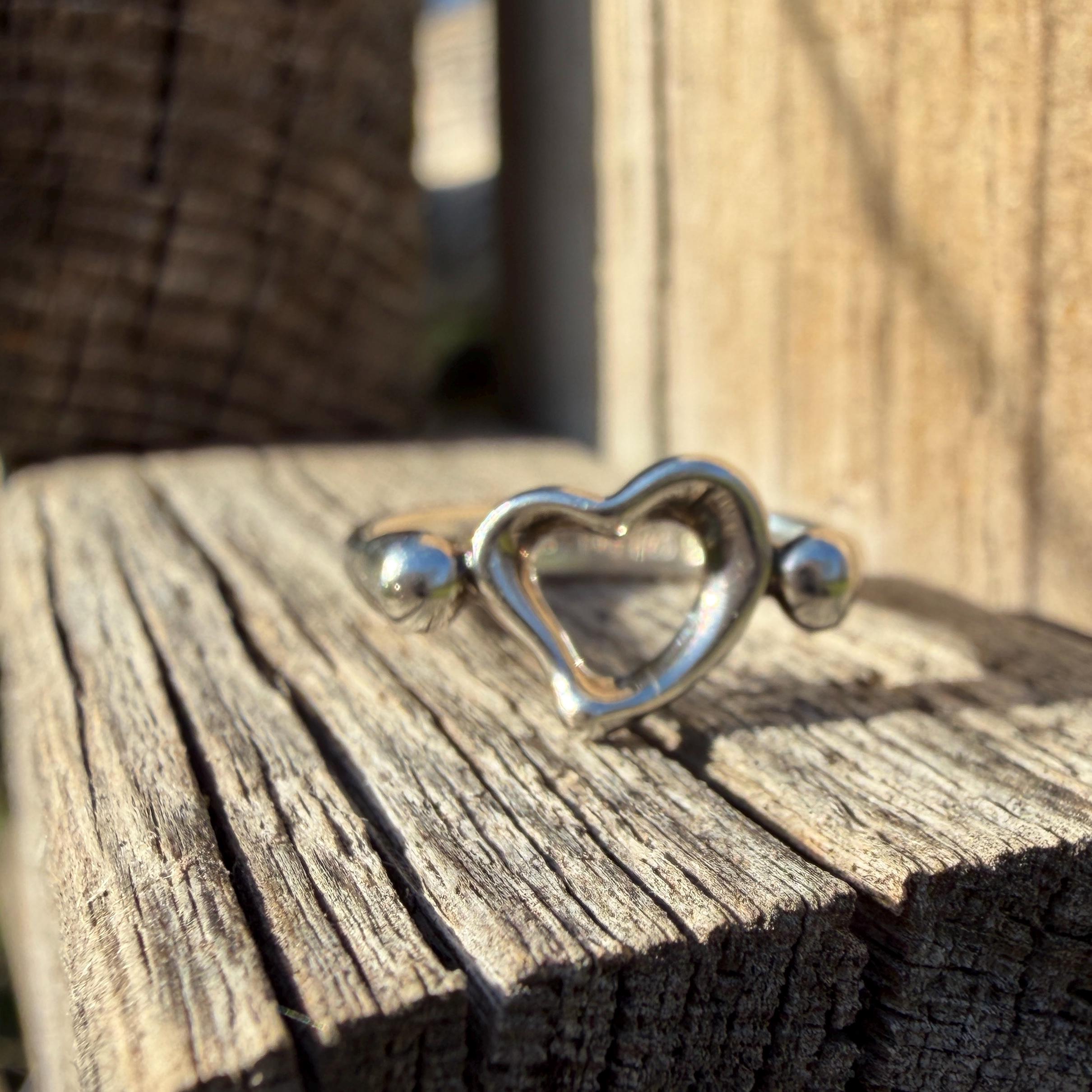 Vintage Sterling Silver Tiffany & Co. Elsa Peretti Open Heart Ring