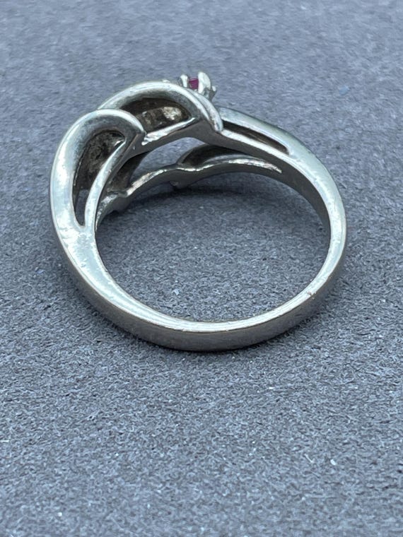 Sterling Silver Ruby Bypass Ring Size 7 - image 9