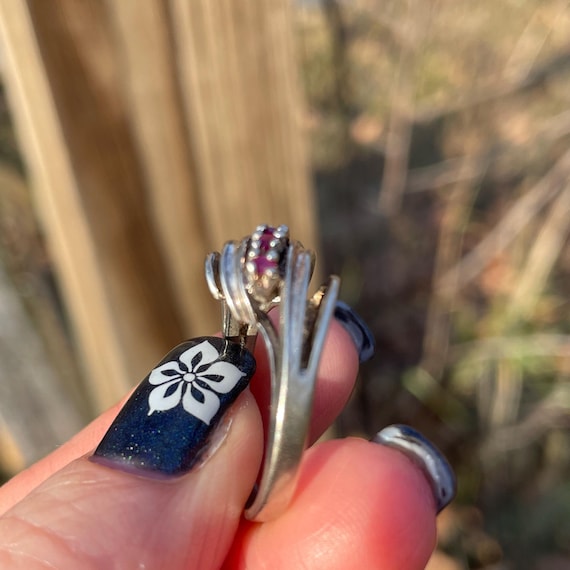Sterling Silver Ruby Bypass Ring Size 7 - image 13