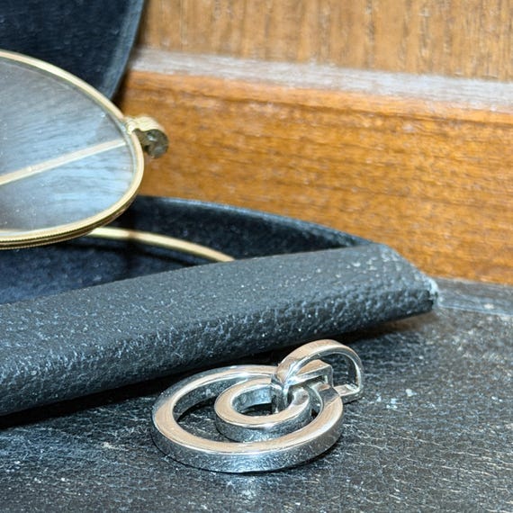 Vintage Sterling Silver Interlocking Double Circl… - image 9