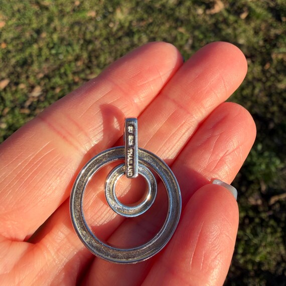 Vintage Sterling Silver Interlocking Double Circl… - image 3