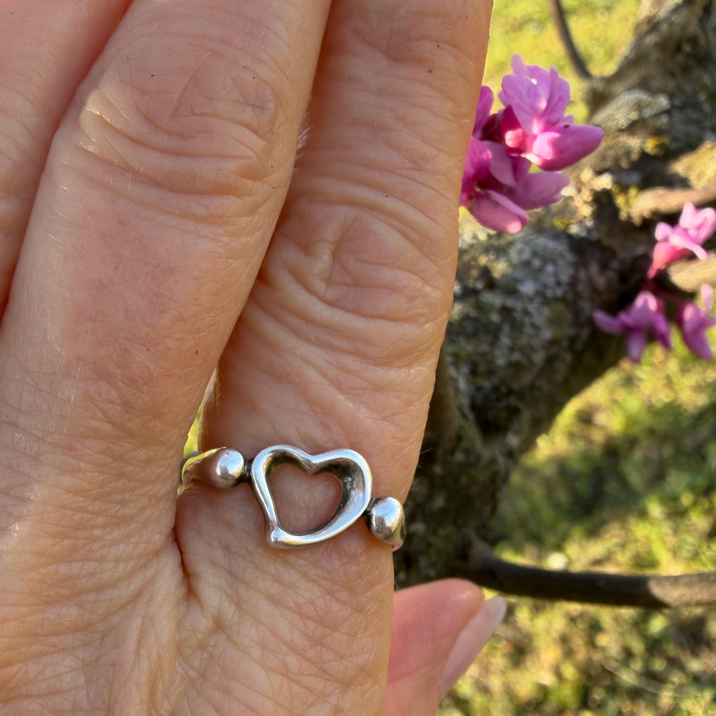 Vintage Sterling Silver Tiffany & Co. Elsa Peretti Open Heart Ring